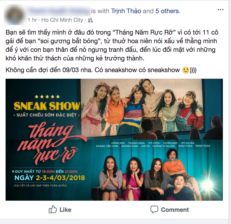 Sau buổi công chiếu, cả facebook đã tràn ngập lời khen dành cho Tháng Năm Rực Rỡ